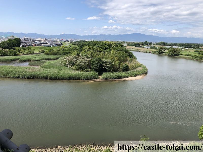 View of the Toyokawa River from the top floor of the Kurogane Yagura